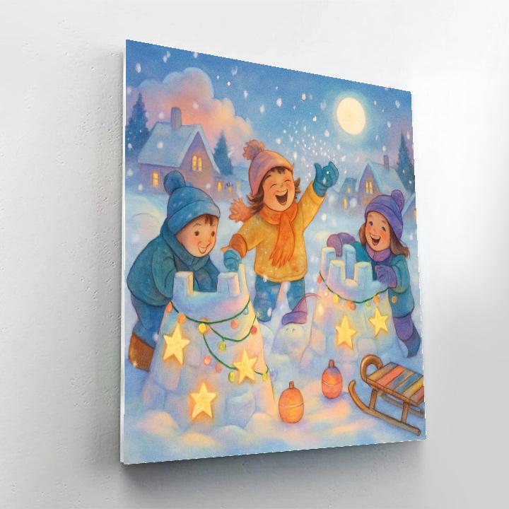 Childrens Snow Fort Festival Paint by numbers kits