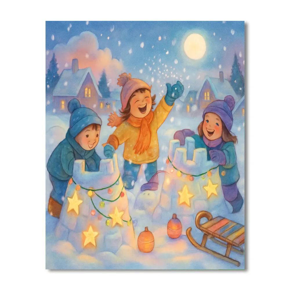 Childrens Snow Fort Festival Paint by numbers kits