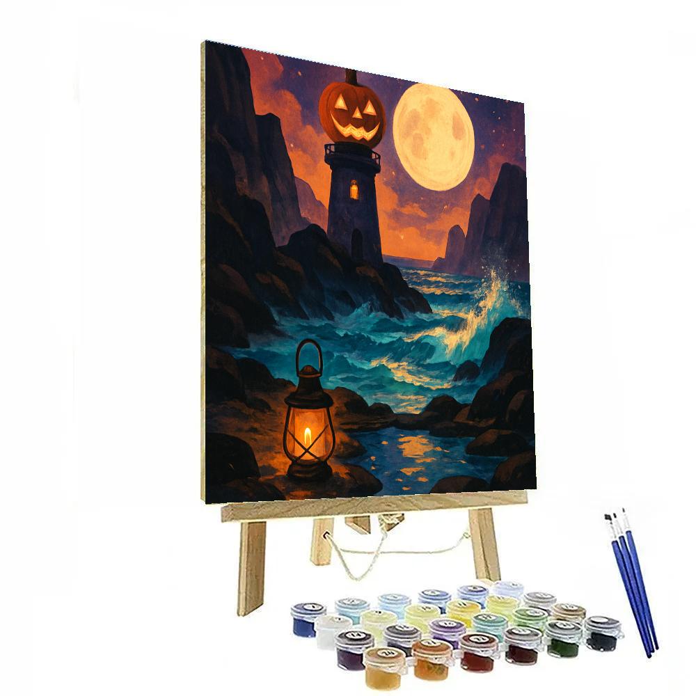 Pumpkin Lighthouse Cove paint by numbers