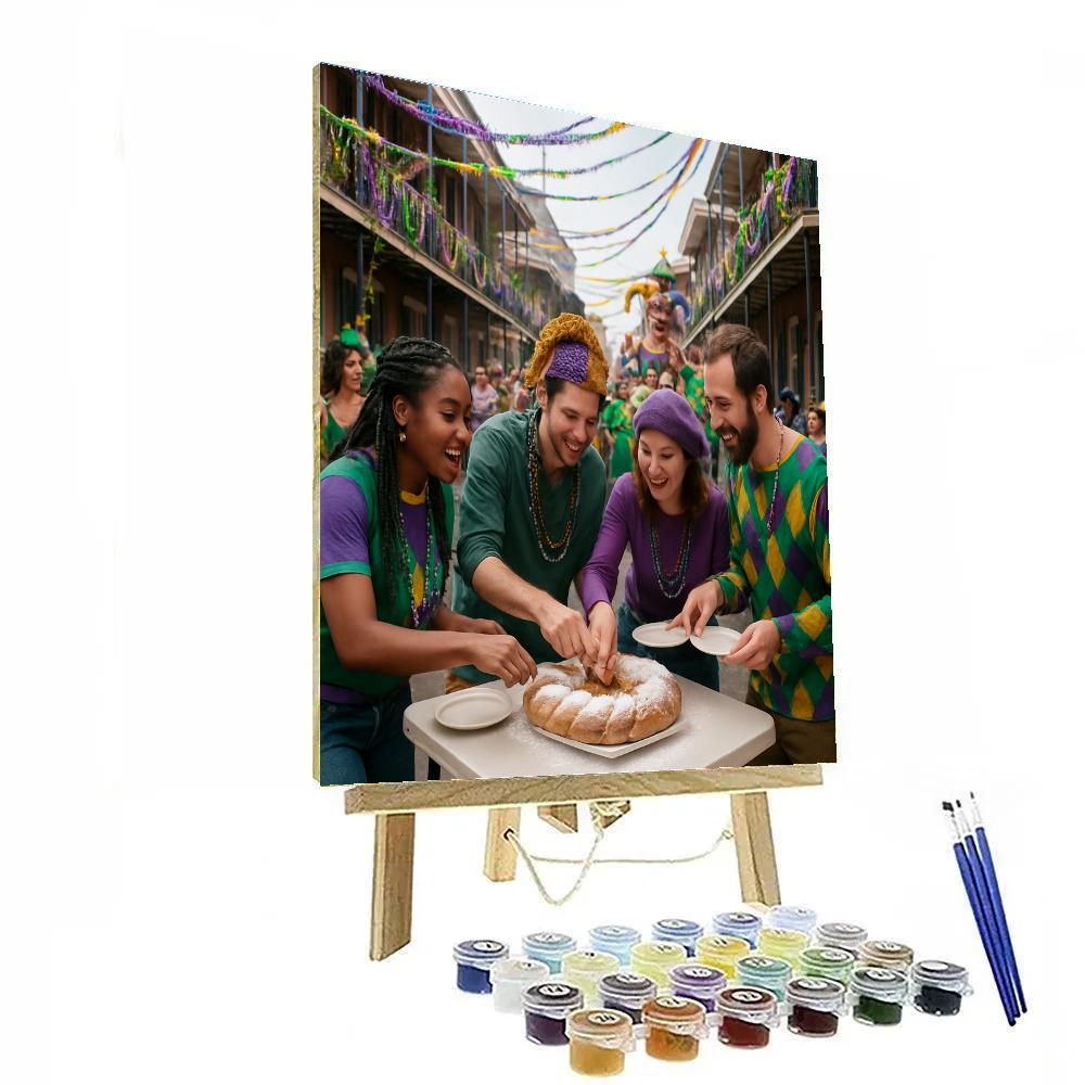 Mardi Gras King Cake Street Party Number painting