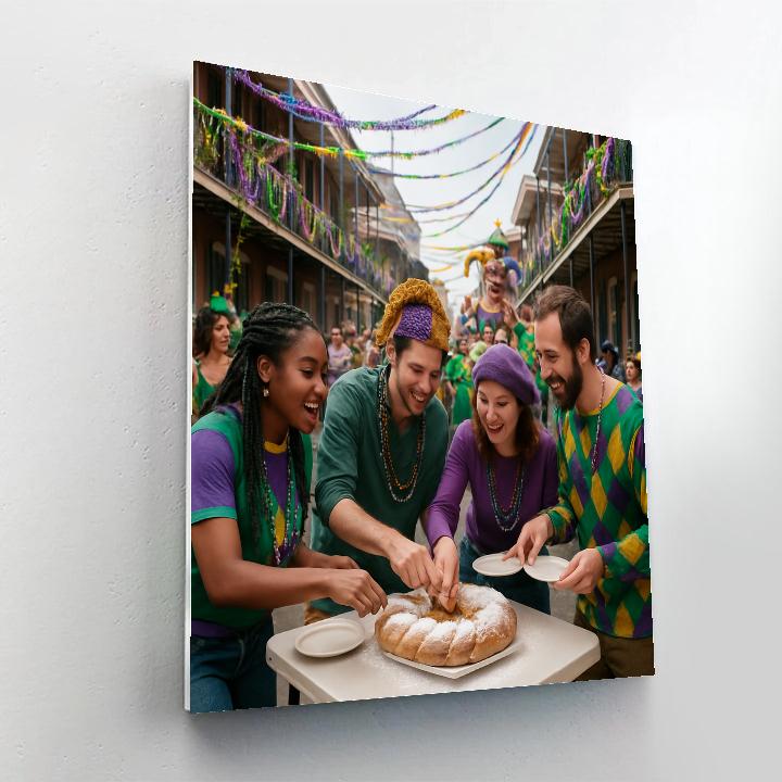 Mardi Gras King Cake Street Party Number painting