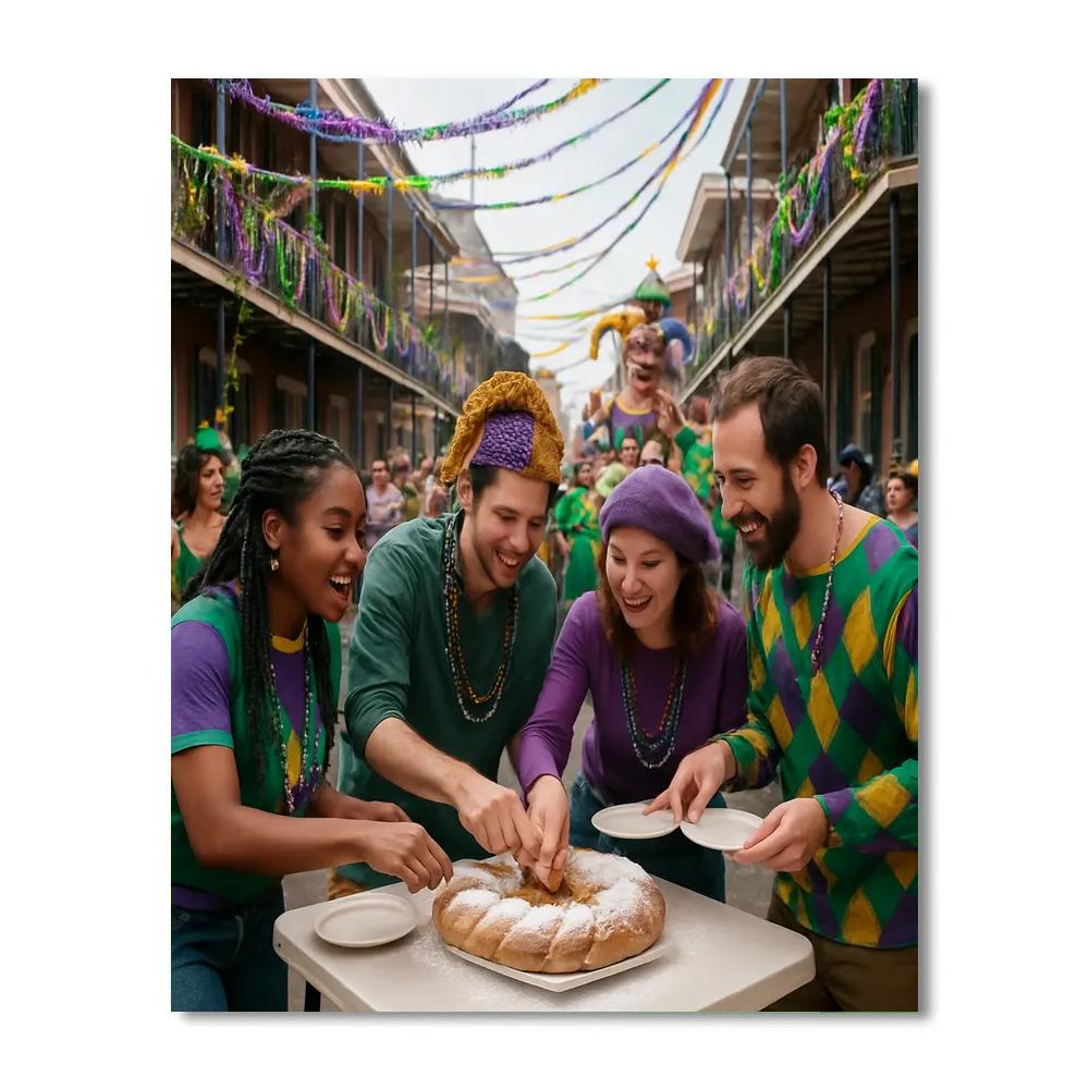 Mardi Gras King Cake Street Party Number painting