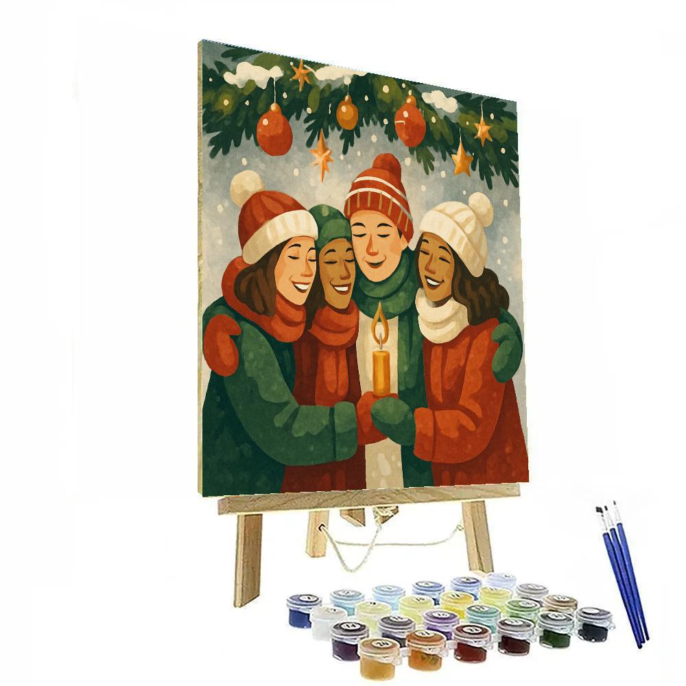 Snow-Dusted Garland Circle Paint by numbers art