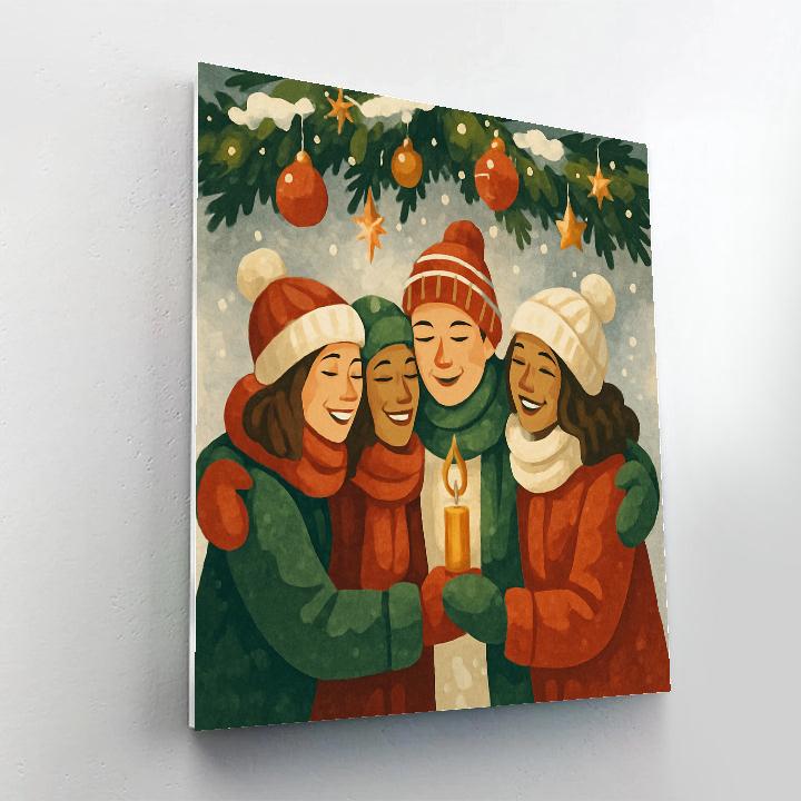 Snow-Dusted Garland Circle Paint by numbers art