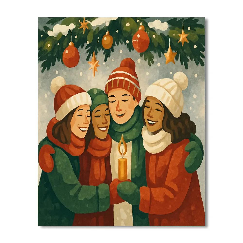 Snow-Dusted Garland Circle Paint by numbers art