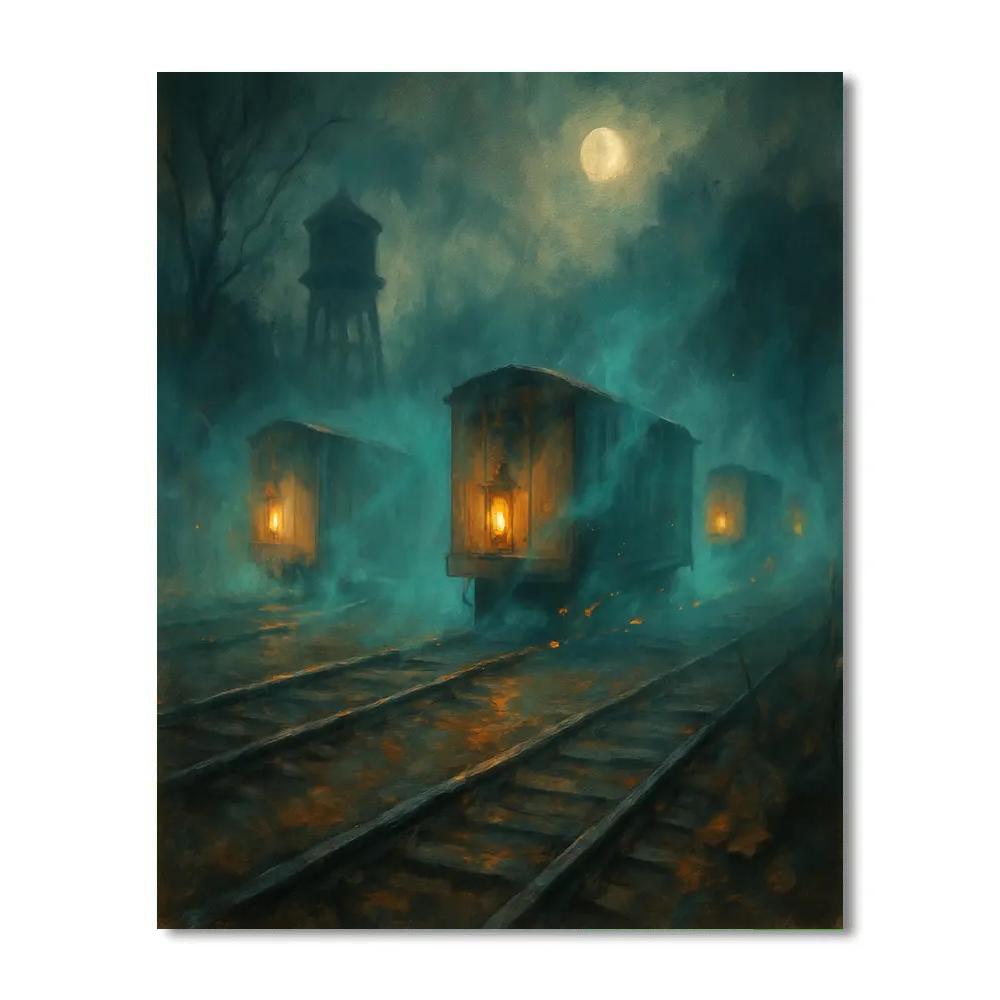 Ghost Lantern Trainyard paint by number