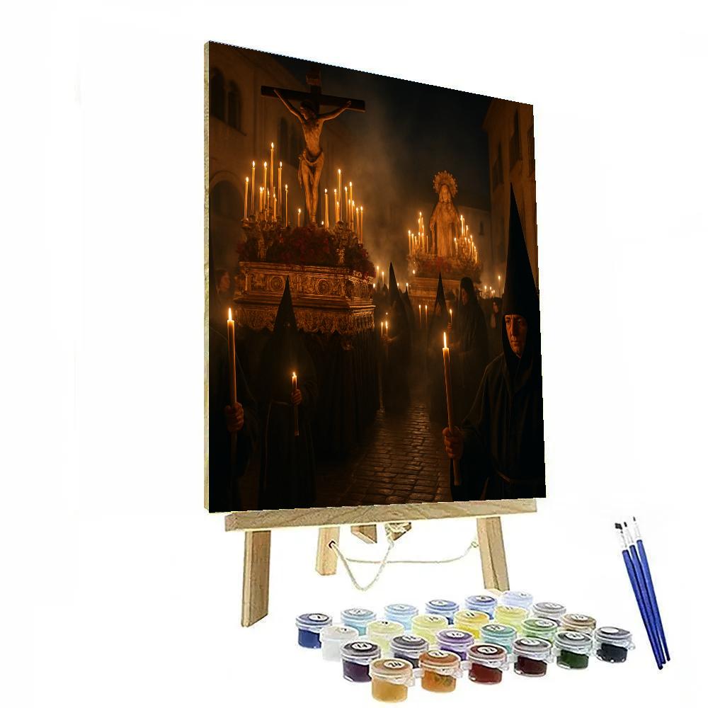 Semana Santa Procession Candlelit Night Numbered painting kits