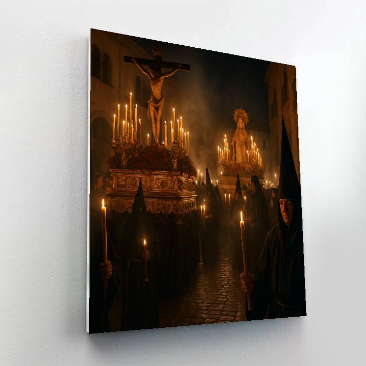 Semana Santa Procession Candlelit Night Numbered painting kits