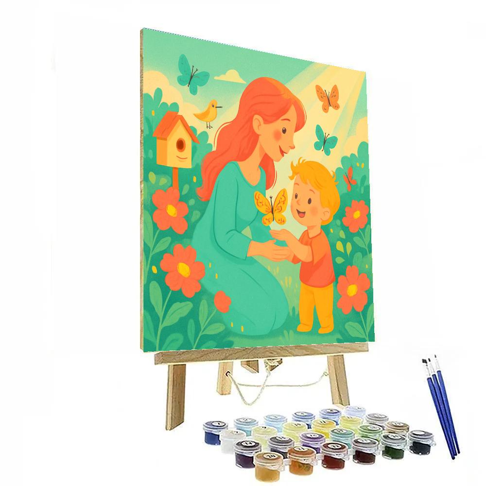 Mother And Child Watching Butterflies Paint by numbers kits