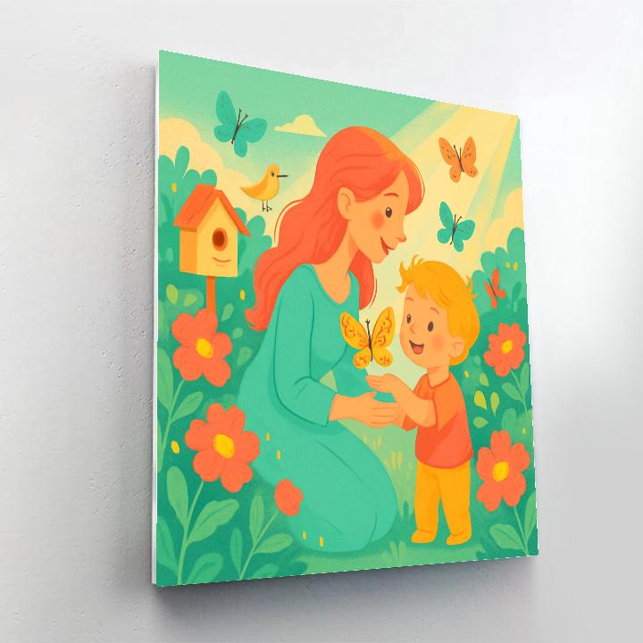 Mother And Child Watching Butterflies Paint by numbers kits