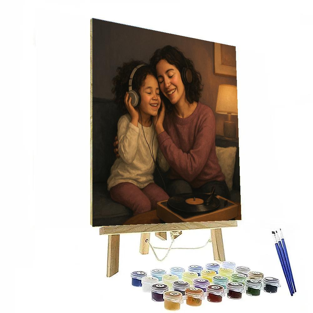 Mother And Child Sharing Headphones painting number kit