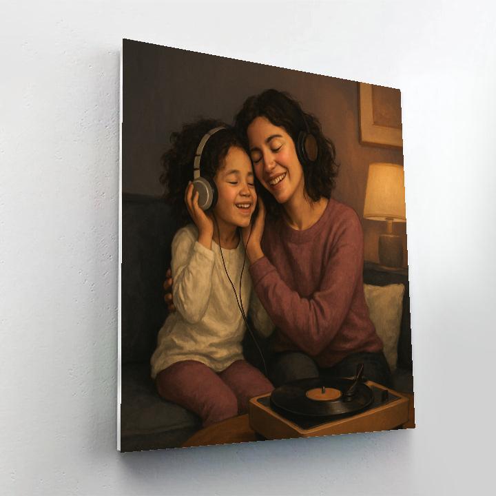 Mother And Child Sharing Headphones painting number kit