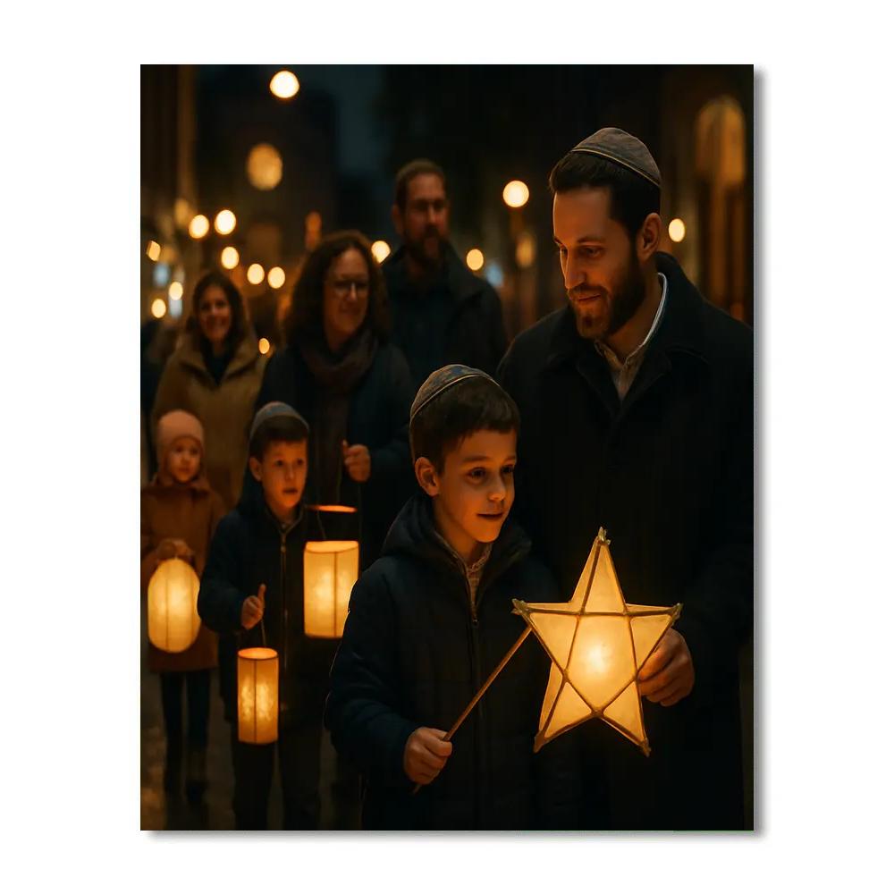 Lantern Parade At Jewish Festival Of Lights paint by color