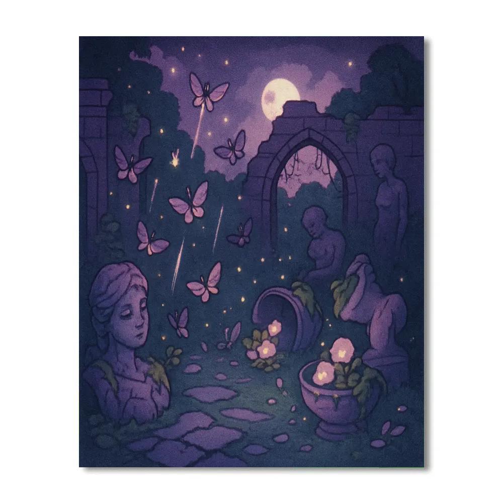 Mothlight Garden Ruin paint by numbers