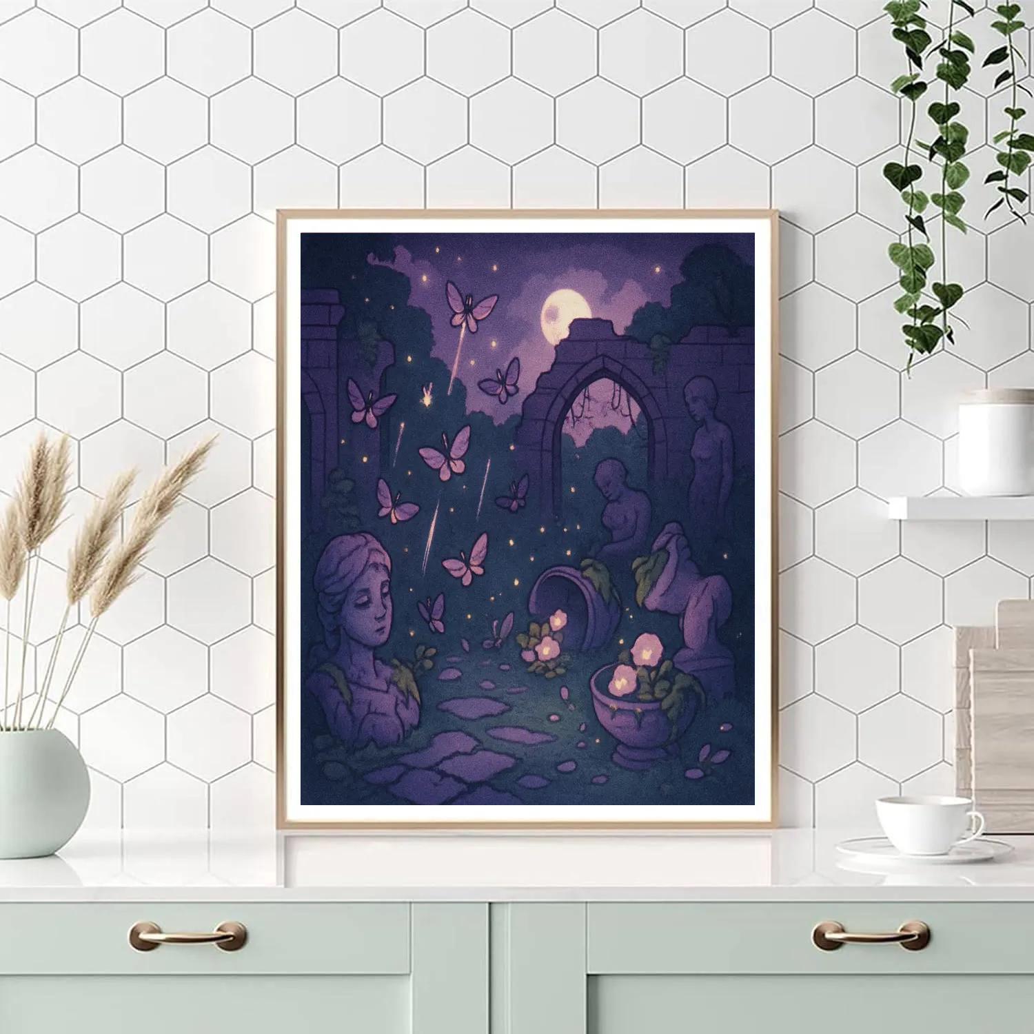 Mothlight Garden Ruin paint by numbers