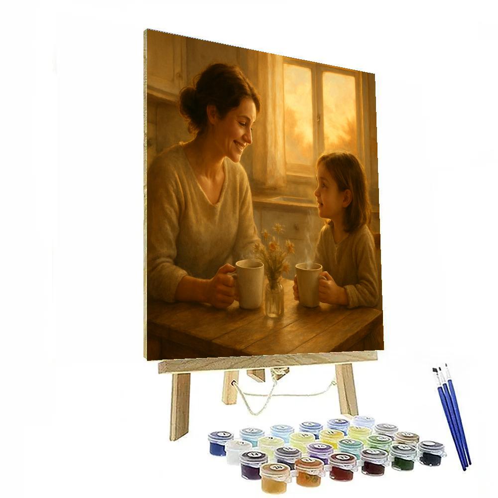 Mother Sharing Morning Coffee Moment Paint by numbers art