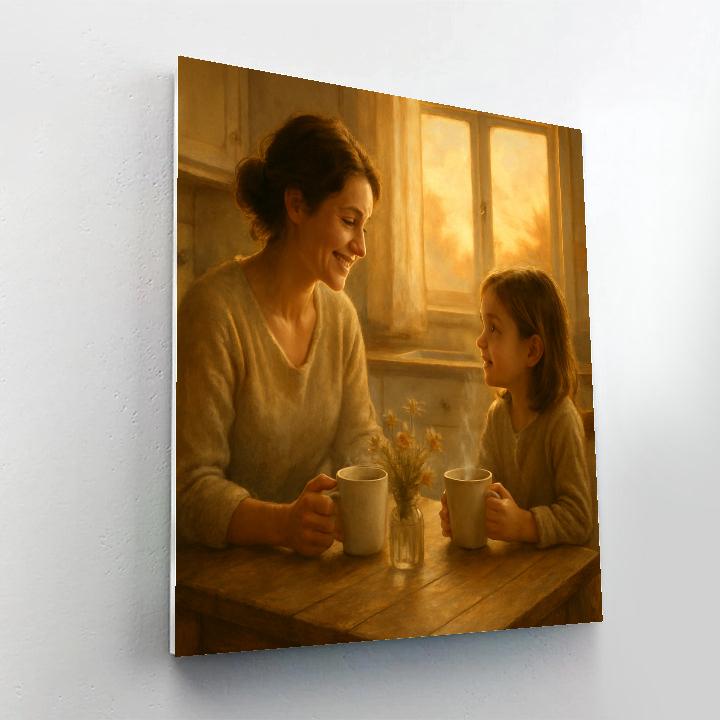 Mother Sharing Morning Coffee Moment Paint by numbers art