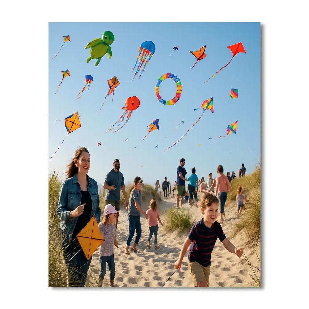 Kite Festival Over Coastal Dunes paint by numbers