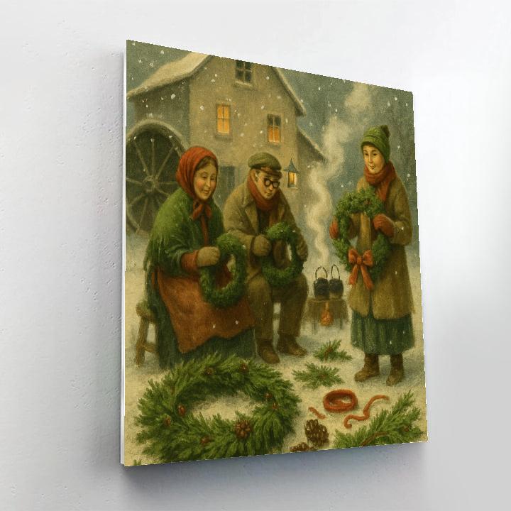 Wreath Makers At The Old Mill Numbered painting kits