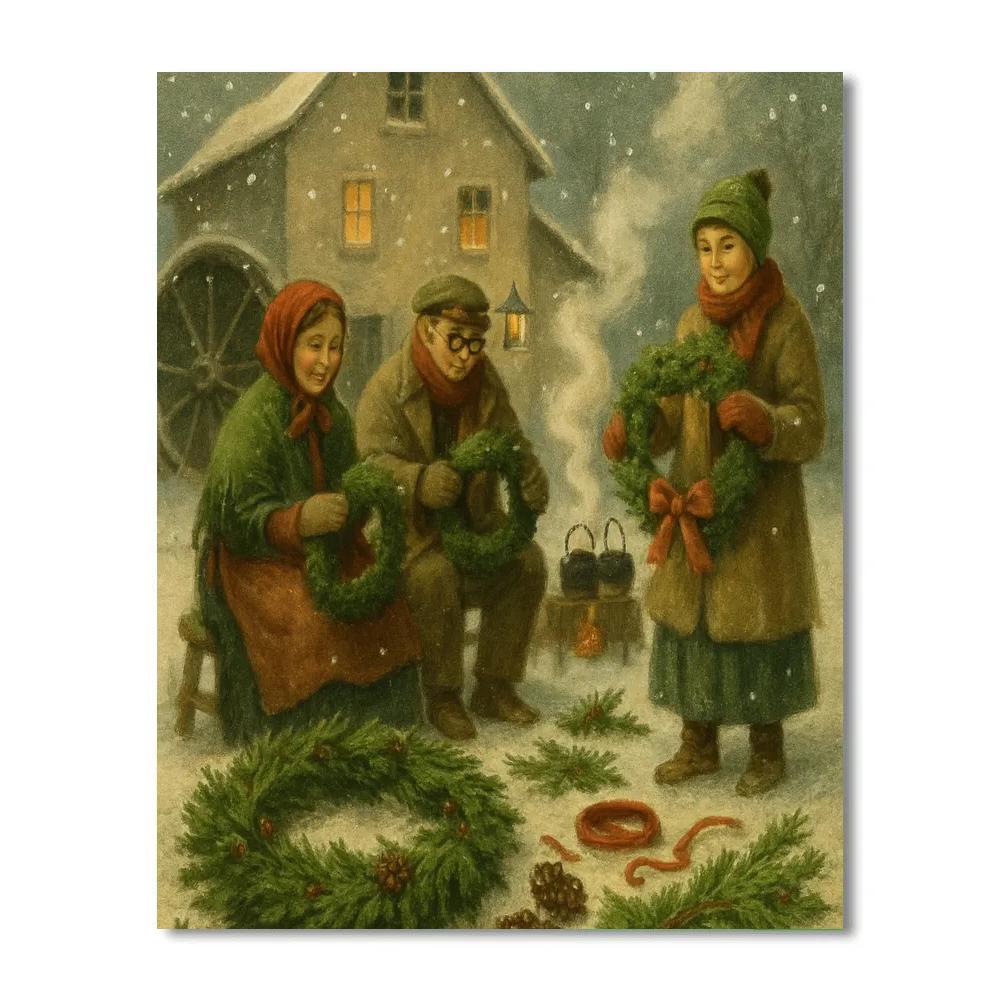 Wreath Makers At The Old Mill Numbered painting kits