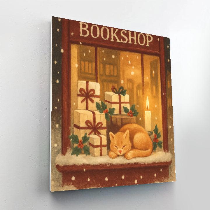 Snowbound Bookshop Window Scene Numbered painting kits