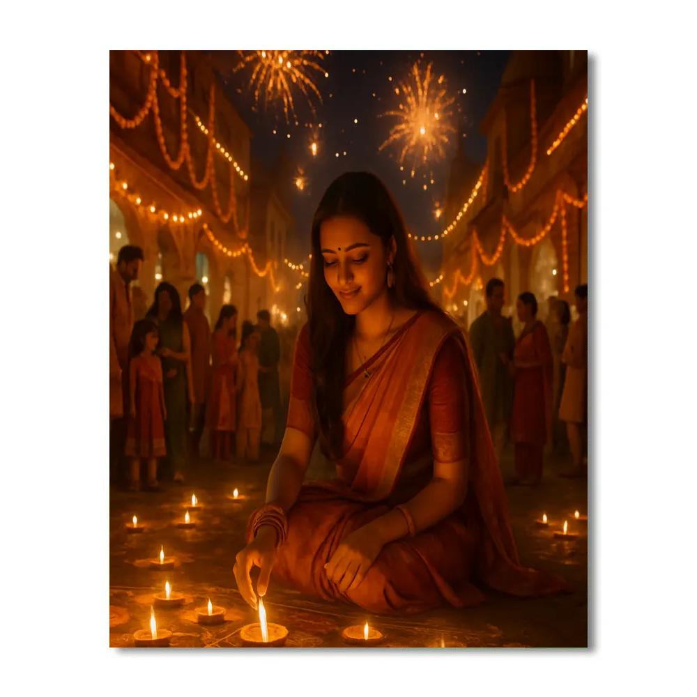 Colorful Diwali Night Festival Numbered painting kits