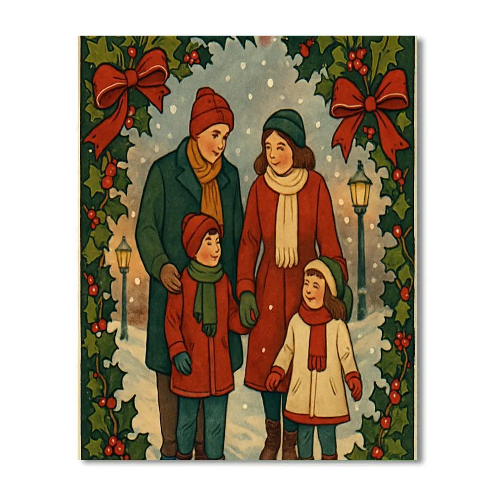 Ivy-Wrapped Snowfall Walk paint by numbers
