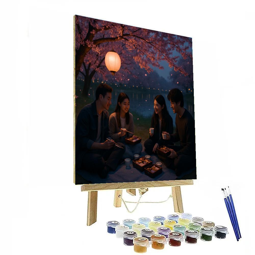 Peaceful Hanami Cherry Blossom Picnic paint by color