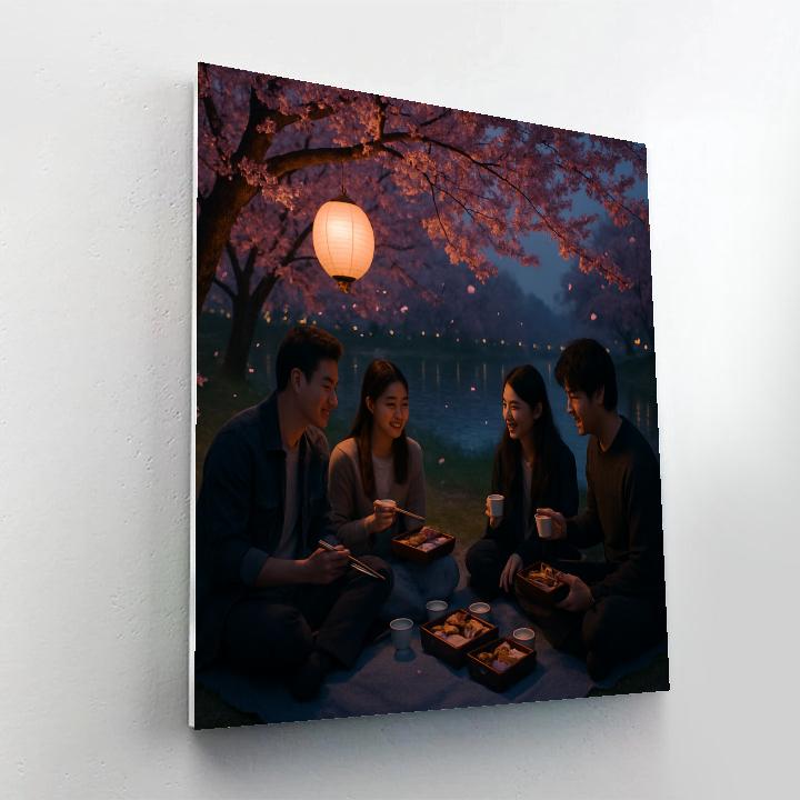 Peaceful Hanami Cherry Blossom Picnic paint by color