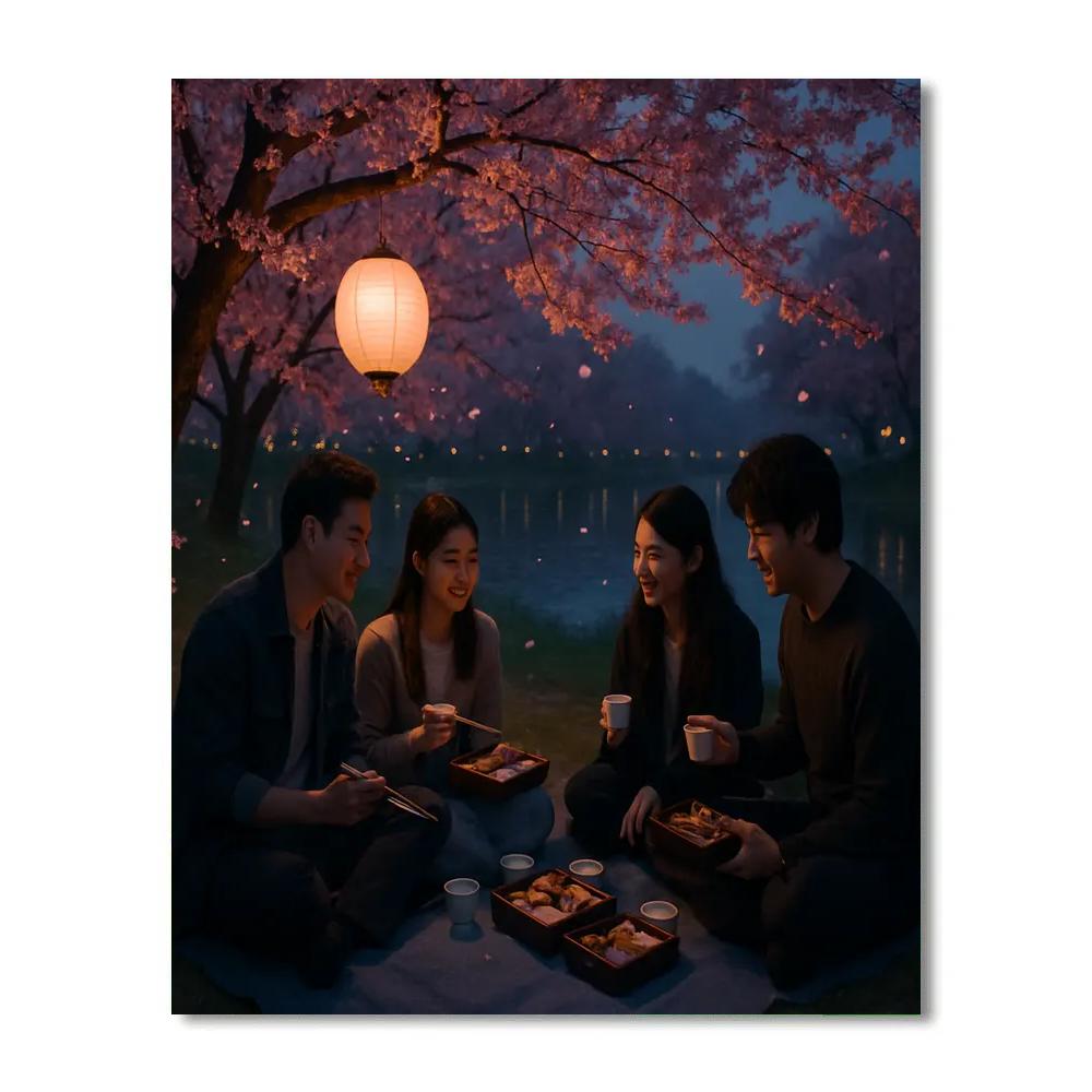 Peaceful Hanami Cherry Blossom Picnic paint by color