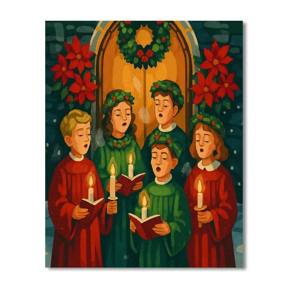 Poinsettia Carol Blessing Numbered painting kits
