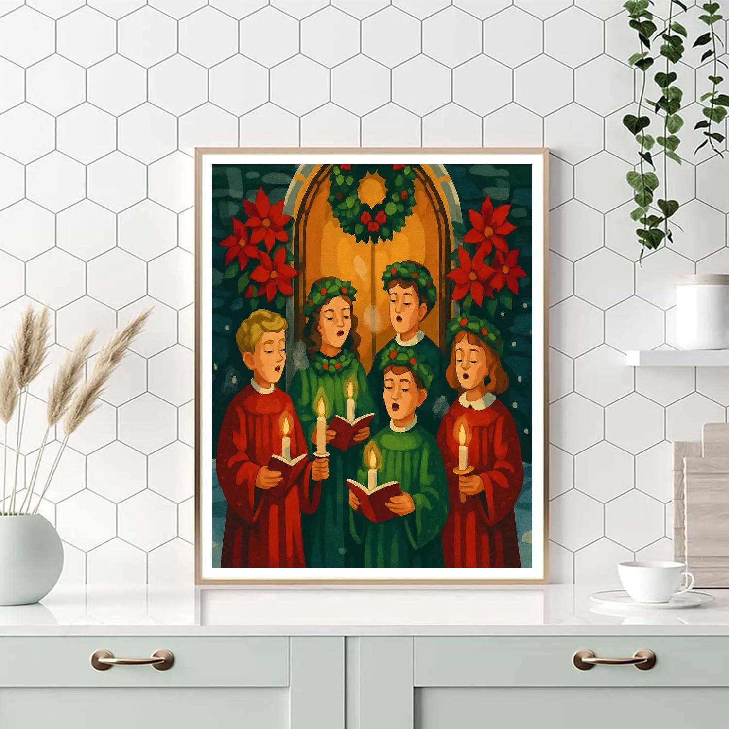 Poinsettia Carol Blessing Numbered painting kits