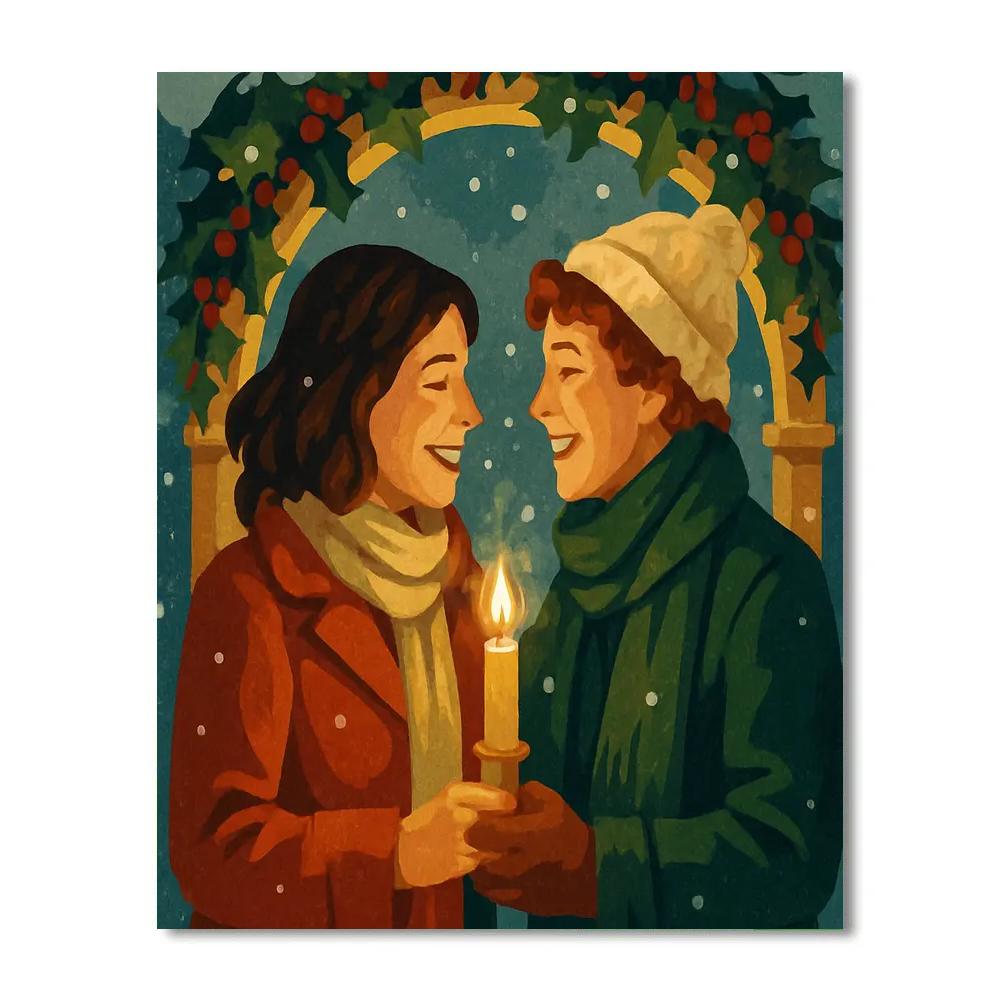 Holly-Lit Winter Reunion Painting by numbers kit