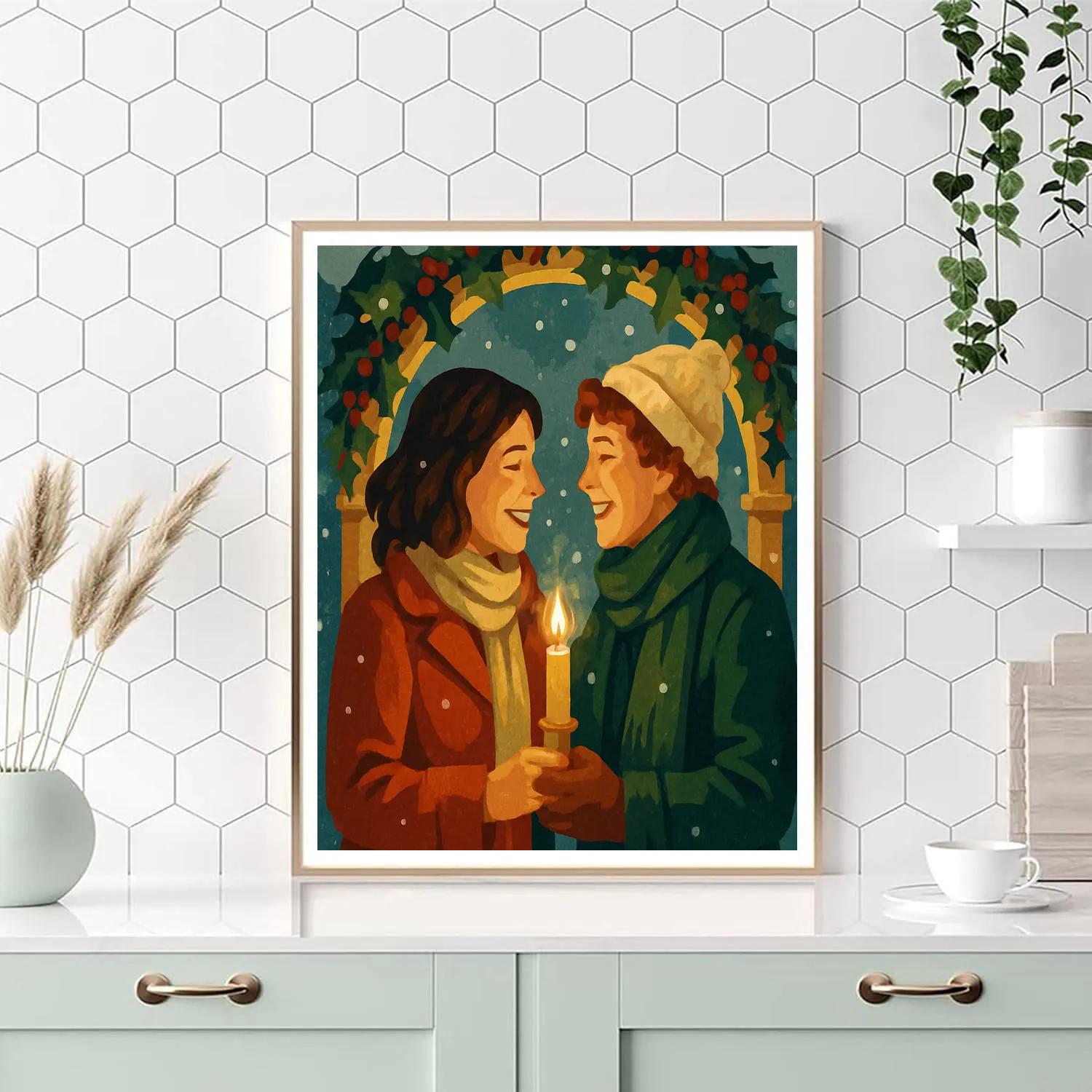 Holly-Lit Winter Reunion Painting by numbers kit