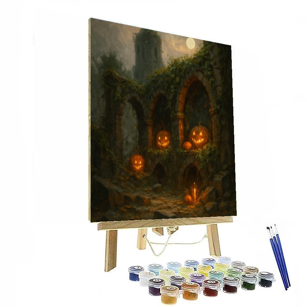 Lantern-Filled Pumpkin Ruins Paint by numbers kits