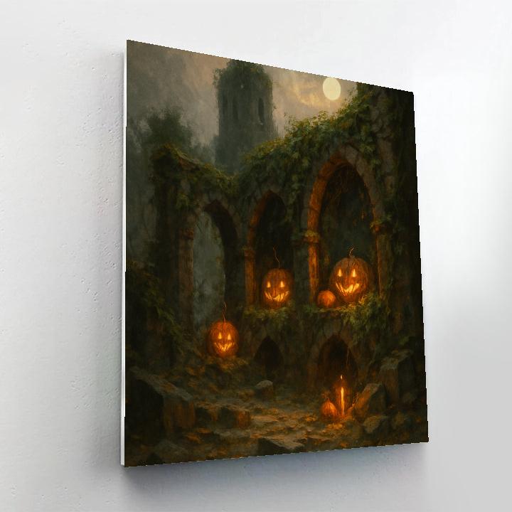 Lantern-Filled Pumpkin Ruins Paint by numbers kits