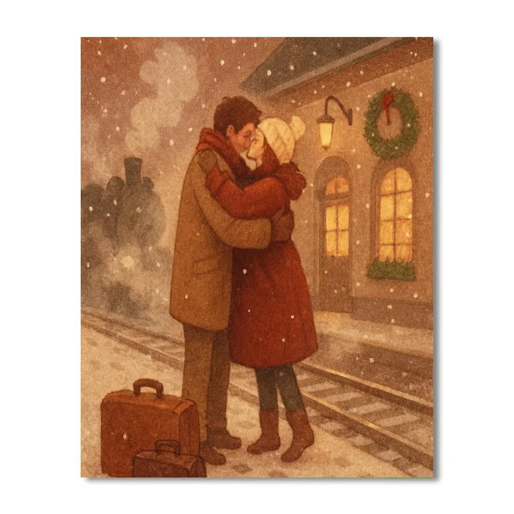 Frosted Train Station Reunion painting number kit