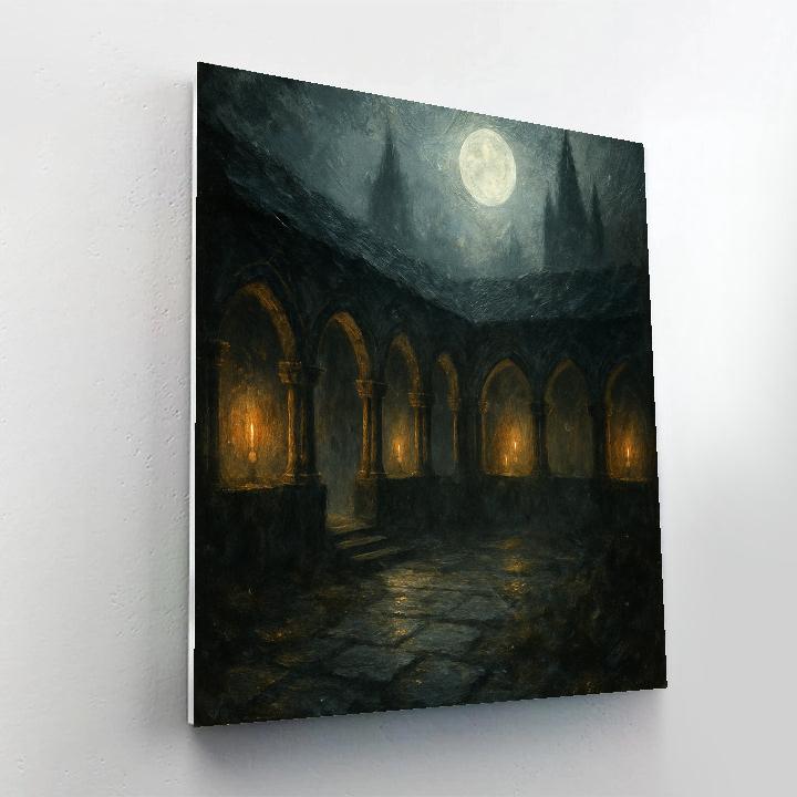 Misty Cloister Moonrise Painting by numbers kit