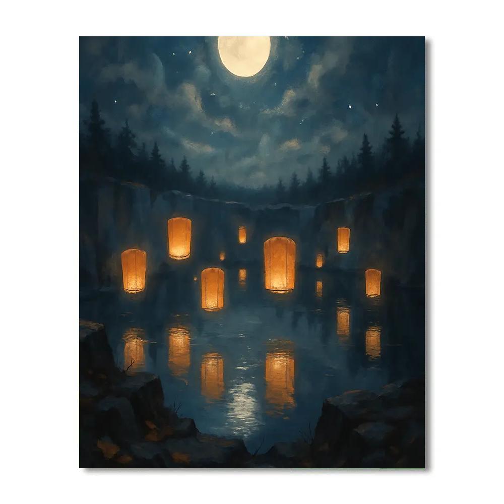 Hollow Lanterns Over Quarry Numbered painting kits