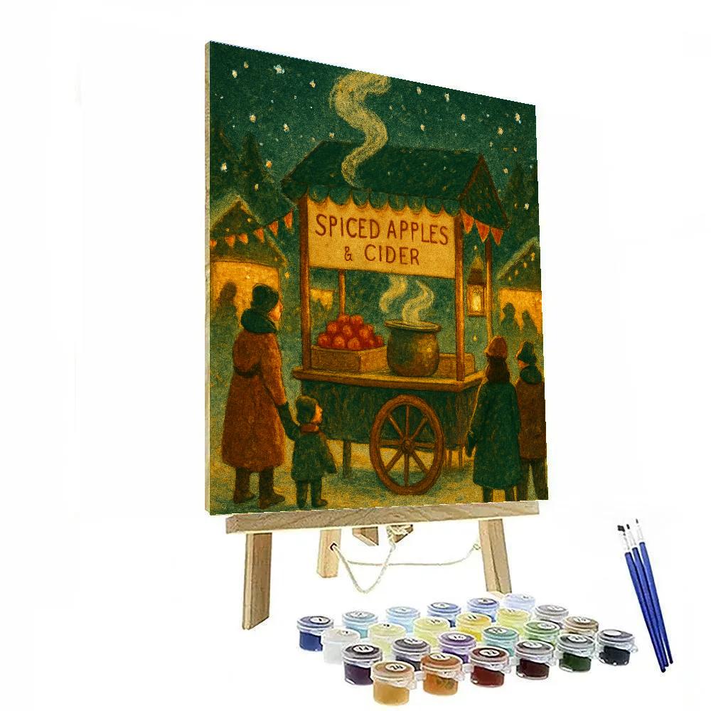 Snowy Market Cart Of Spiced Apples Numbered painting kits