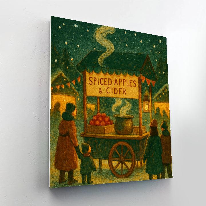 Snowy Market Cart Of Spiced Apples Numbered painting kits