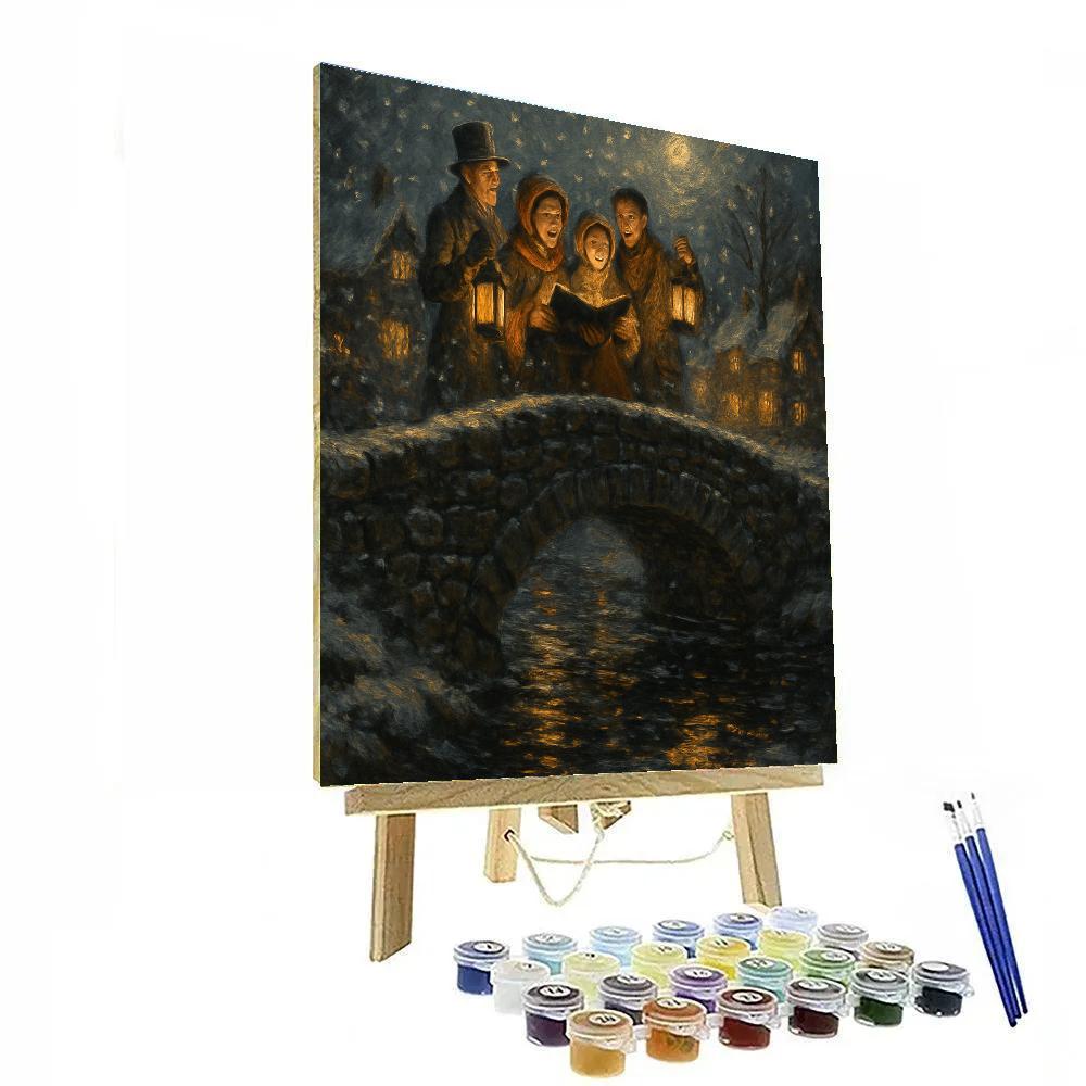 Frosted Bridge Caroling Crew Painting by numbers kit