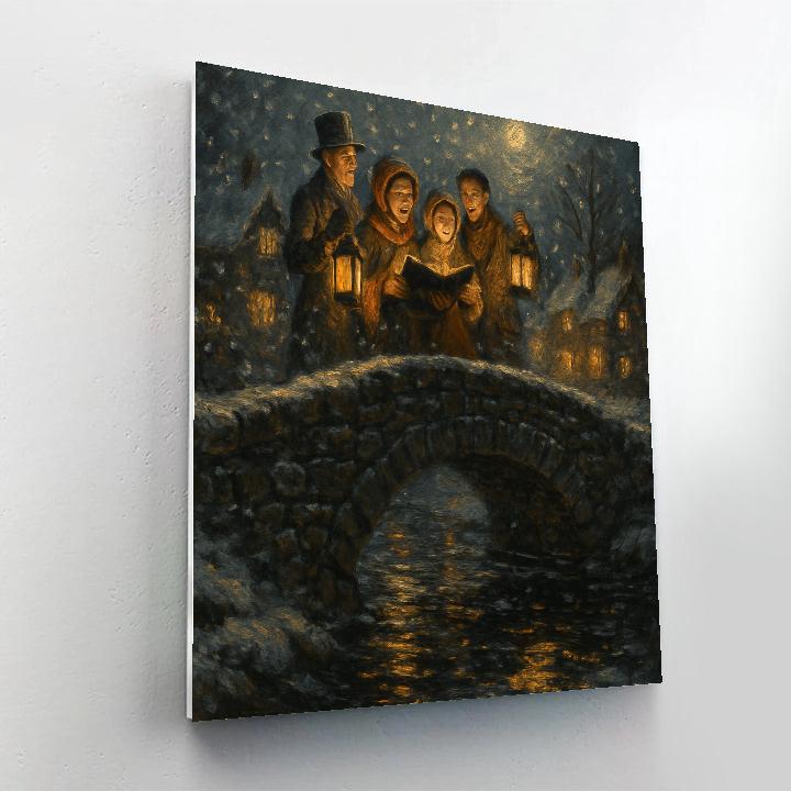 Frosted Bridge Caroling Crew Painting by numbers kit