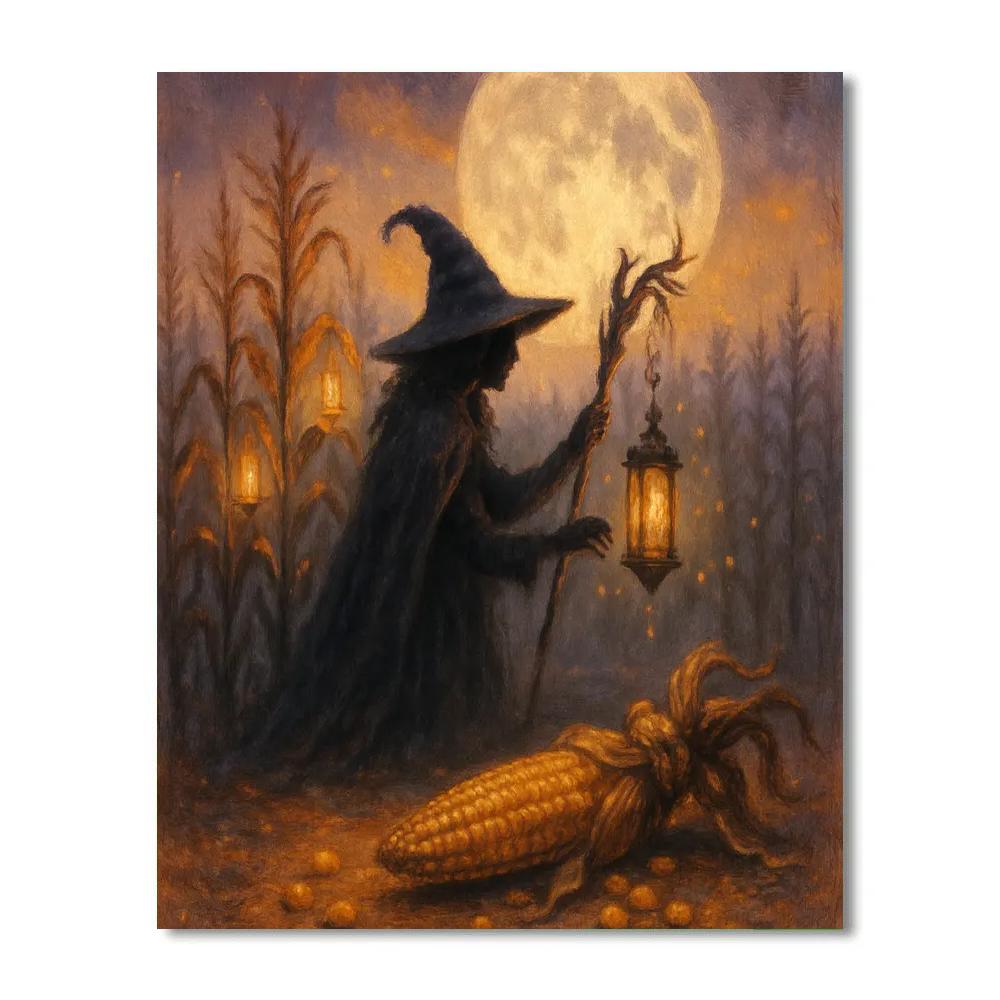 The Moonlit Corn Witch Numbered painting kits