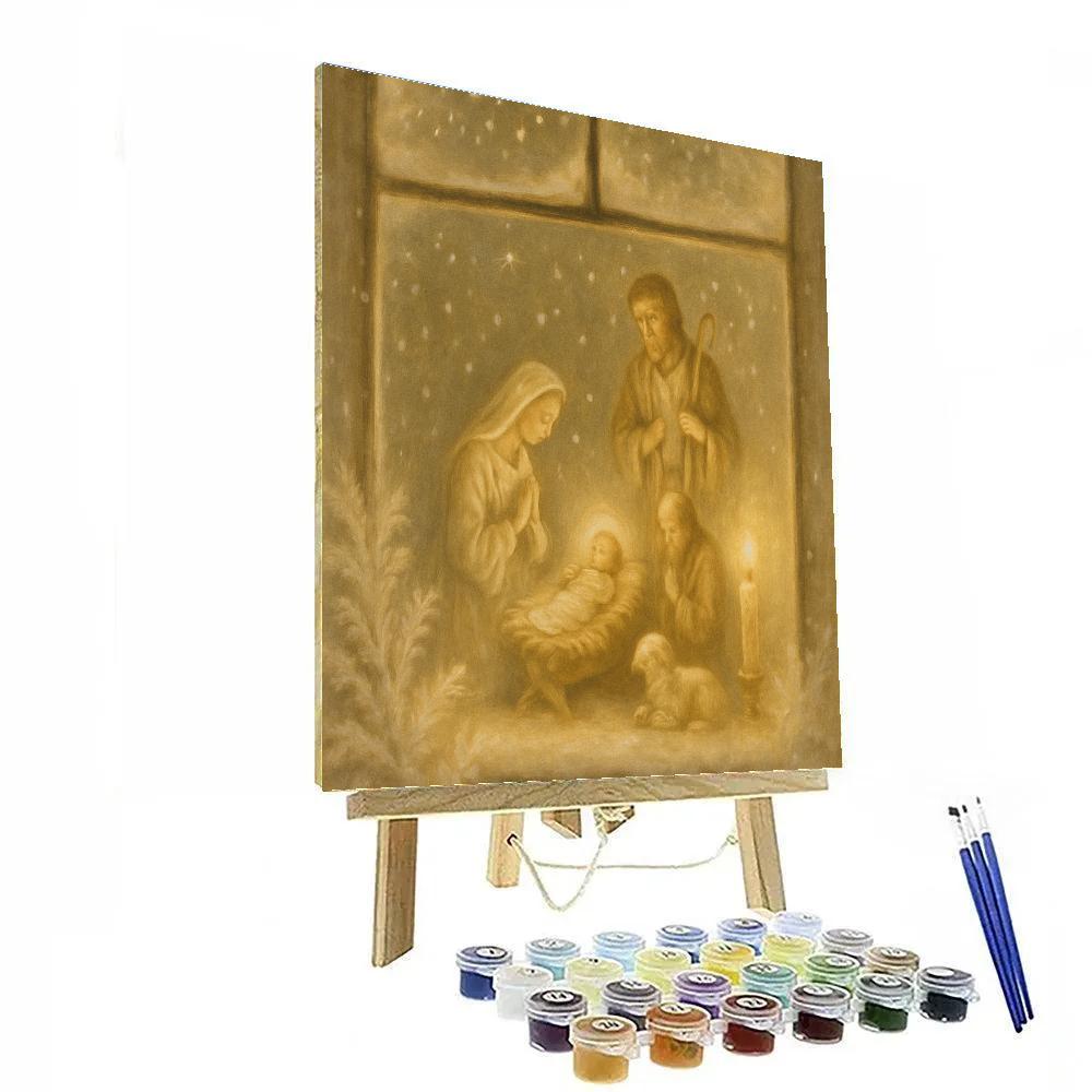 Snowy Window Nativity Glow Paint by numbers kits