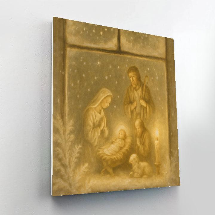 Snowy Window Nativity Glow Paint by numbers kits
