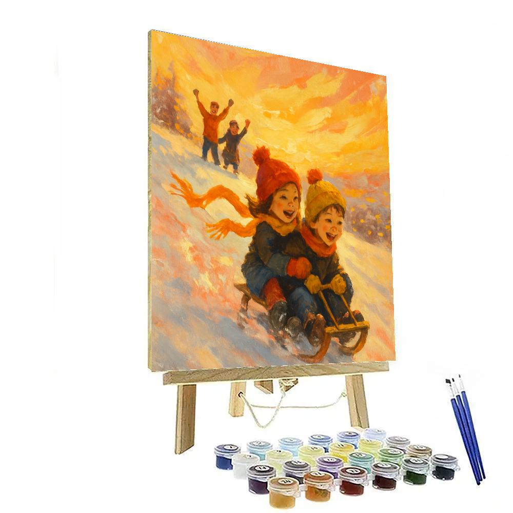 Sledding Hill Sunset Rush DIY paint by numbers
