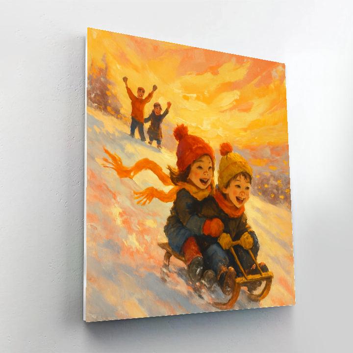 Sledding Hill Sunset Rush DIY paint by numbers
