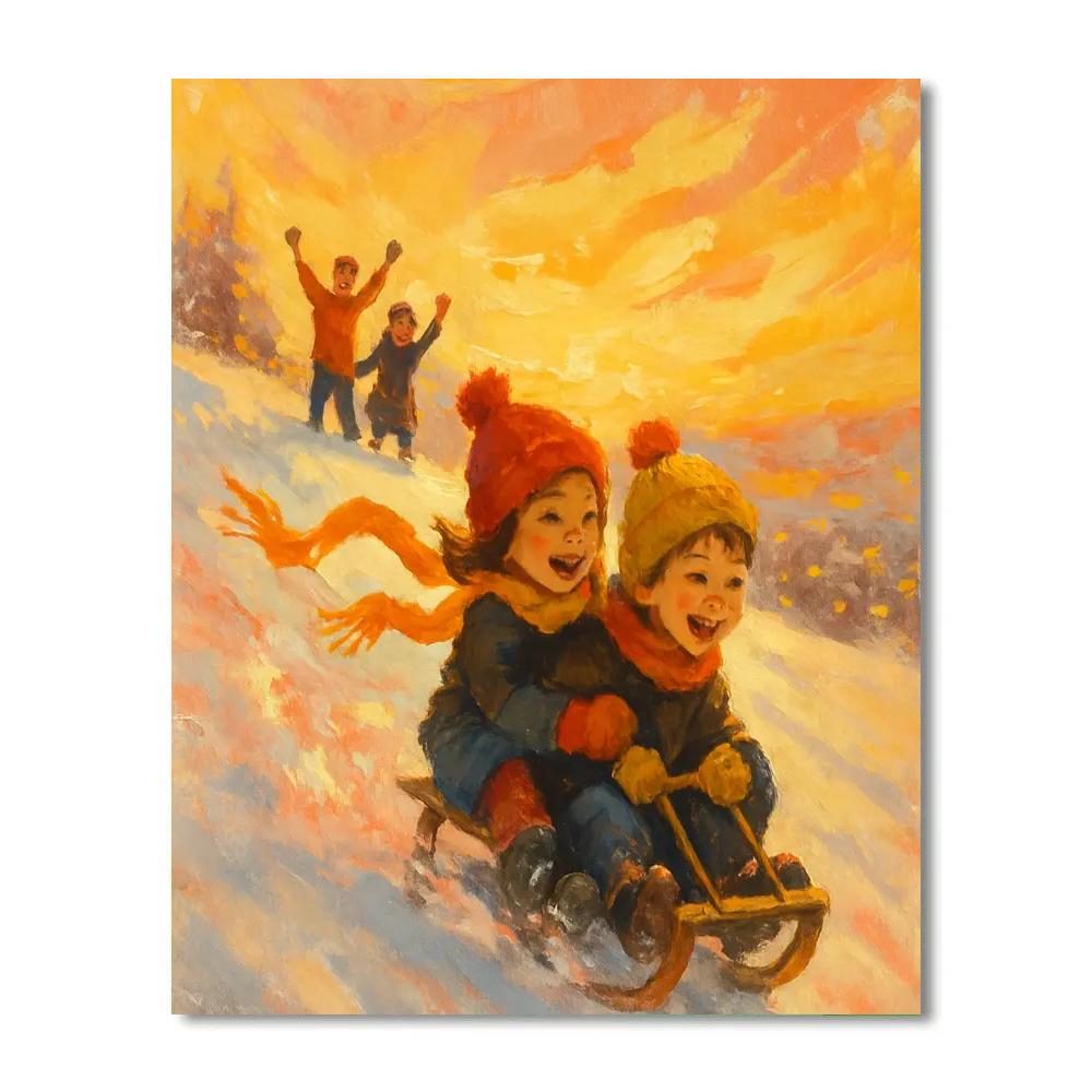 Sledding Hill Sunset Rush DIY paint by numbers