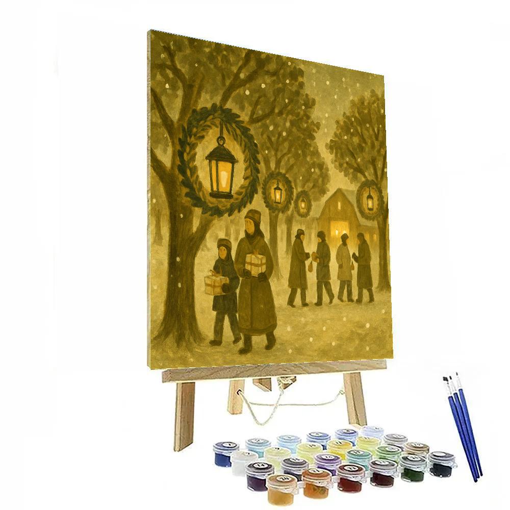 Winter Orchard Lantern Wreaths Painting by numbers kit